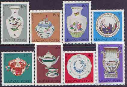 Hungary 1972 Herendi Porcelain perf set of 8 unmounted mint, SG 2709-16, stamps on , stamps on  stamps on porcelain, stamps on  stamps on pottery