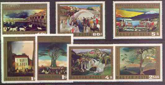 Hungary 1973 Paintings by Csontvary Kosztka perf set of 7 unmounted mint, SG 2811-17, stamps on , stamps on  stamps on arts, stamps on  stamps on waterfalls, stamps on  stamps on rainbows, stamps on  stamps on bridges