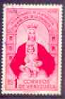 Venezuela 1952 Our Lady of Coromoto 1b red commercially used (medium format 26x41 mm) SG 1129, stamps on religion, stamps on 