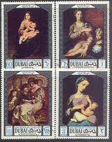 Dubai 1969 Arab Mothers' Day - Paintings perf set of 4 fine used, SG 325-28, stamps on , stamps on  stamps on arts, stamps on  stamps on murillo, stamps on  stamps on rubens, stamps on  stamps on correggio