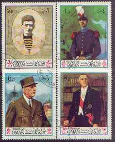 Oman 1970 Life of Charles de Gaulle perf set of 4 cto used, stamps on constitutions, stamps on de gaulle, stamps on personalities, stamps on de gaulle, stamps on  ww1 , stamps on  ww2 , stamps on militaria