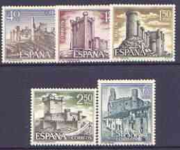 Spain 1968 Spanish Castles (3rd issue) perf set of 5 unmounted mint, SG 1938-42, stamps on , stamps on  stamps on castles