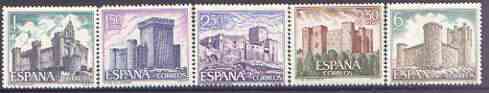 Spain 1969 Spanish Castles (4th issue) perf set of 5 unmounted mint, SG 1985-89, stamps on , stamps on  stamps on castles