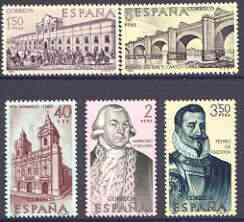 Spain 1969 Explorers & Colonisers of America (9th issue) - Chile perf set of 5 unmounted mint, SG 1997-2001, stamps on explorers, stamps on settlers, stamps on americana, stamps on bridges