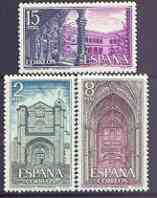 Spain 1972 Monastery of St Thomas perf set of 3 unmounted mint, SG 2169-71, stamps on , stamps on  stamps on religion, stamps on  stamps on saints