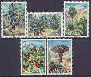 Spain 1973 Spanish Flora (2nd issue) perf set of 5 unmounted mint, SG 2178-82, stamps on flowers, stamps on trees, stamps on fruits
