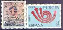 Spain 1973 Europa perf set of 2 unmounted mint SG 2183-84, stamps on , stamps on  stamps on europa, stamps on  stamps on posthorns, stamps on  stamps on mosaics