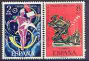 Spain 1974 Centenary of UPU perf set of 2 unmounted mint, SG 2269-70, stamps on upu, stamps on posthorns, stamps on  upu , stamps on 