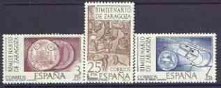 Spain 1976 Zaragoza Anniversary perf set of 3 unmounted mint, SG 2364-66, stamps on , stamps on  stamps on coins, stamps on  stamps on antiques, stamps on  stamps on artefacts, stamps on  stamps on mosaics, stamps on  stamps on maps