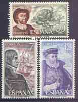 Spain 1976 Spanish Navigators perf set of 3 unmounted mint, SG 2353-55, stamps on navigators, stamps on ships, stamps on explorers, stamps on 