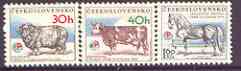 Czechoslovakia 1976 Beautiful Earth- Agricultural Exhibition perf set of 3 unmounted mint, SG 2298-300, stamps on animals, stamps on agriculture, stamps on ovine, stamps on bovine, stamps on horses