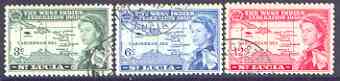 St Lucia 1958 British Caribbean Federation set of 3 fine used, SG 185-87, stamps on , stamps on  stamps on maps