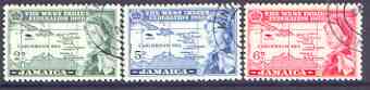 Jamaica 1958 British Caribbean Federation set of 3 fine used, SG 175-76, stamps on , stamps on  stamps on maps