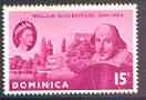 Dominica 1964 400th Birth Anniversary of Shakespeare with wmk inverted unmounted mint, SG 182w