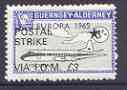 Guernsey - Alderney 1971 POSTAL STRIKE overprinted on Viscount 3s (from 1965 Europa Aircraft set) additionaly overprinted 'VIA IOM Â£3' unmounted mint, stamps on , stamps on  stamps on aviation, stamps on  stamps on europa, stamps on  stamps on strike, stamps on  stamps on viscount