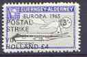 Guernsey - Alderney 1971 POSTAL STRIKE overprinted on Viscount 3s (from 1965 Europa Aircraft set) additionaly overprinted 'VIA HOLLAND Â£4' unmounted mint, stamps on , stamps on  stamps on aviation, stamps on  stamps on europa, stamps on  stamps on strike, stamps on  stamps on viscount