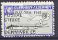 Guernsey - Alderney 1971 POSTAL STRIKE overprinted on Viscount 3s (from 1965 Europa Aircraft set) additionaly overprinted 'VIA DENMARK Â£5' unmounted mint, stamps on , stamps on  stamps on aviation, stamps on  stamps on europa, stamps on  stamps on strike, stamps on  stamps on viscount