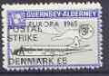 Guernsey - Alderney 1971 POSTAL STRIKE overprinted on Viscount 3s (from 1965 Europa Aircraft set) additionaly overprinted 'VIA DENMARK £5' unmounted mint, stamps on , stamps on  stamps on aviation, stamps on  stamps on europa, stamps on  stamps on strike, stamps on  stamps on viscount
