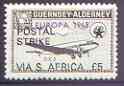 Guernsey - Alderney 1971 POSTAL STRIKE overprinted on DC-3 6d (from 1965 Europa Aircraft set) additionaly overprinted 'VIA S AFRICA £5' unmounted mint, stamps on , stamps on  stamps on aviation, stamps on  stamps on europa, stamps on  stamps on strike, stamps on  stamps on douglas, stamps on  stamps on dc