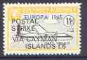 Guernsey - Alderney 1971 POSTAL STRIKE overprinted on Dart Herald 1s (from 1965 Europa Aircraft set) additionaly overprinted 'VIA CAYMAN ISLANDS £6' unmounted mint, stamps on , stamps on  stamps on aviation, stamps on  stamps on europa, stamps on  stamps on strike, stamps on  stamps on dart