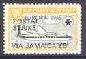 Guernsey - Alderney 1971 POSTAL STRIKE overprinted on Dart Herald 1s (from 1965 Europa Aircraft set) additionaly overprinted 'VIA JAMAICA £5' unmounted mint, stamps on , stamps on  stamps on aviation, stamps on  stamps on europa, stamps on  stamps on strike, stamps on  stamps on dart