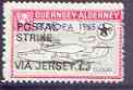 Guernsey - Alderney 1971 POSTAL STRIKE overprinted on Flying Boat Saro Cloud 3d (from 1965 Europa Aircraft set) additionaly overprinted 'VIA JERSEY £3' unmounted mint, stamps on , stamps on  stamps on aviation, stamps on  stamps on europa, stamps on  stamps on strike, stamps on  stamps on flying boats, stamps on  stamps on saro