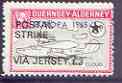 Guernsey - Alderney 1971 POSTAL STRIKE overprinted on Flying Boat Saro Cloud 3d (from 1965 Europa Aircraft set) additionaly overprinted 'VIA JERSEY Â£3' unmounted mint, stamps on , stamps on  stamps on aviation, stamps on  stamps on europa, stamps on  stamps on strike, stamps on  stamps on flying boats, stamps on  stamps on saro