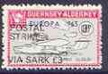 Guernsey - Alderney 1971 POSTAL STRIKE overprinted on Flying Boat Saro Cloud 3d (from 1965 Europa Aircraft set) additionaly overprinted VIA SARK Â£3 unmounted mint, stamps on aviation, stamps on europa, stamps on strike, stamps on flying boats, stamps on saro