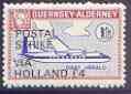 Guernsey - Alderney 1971 POSTAL STRIKE overprinted on Dart Herald 1s (from 1967 Aircraft def set) additionaly overprinted 'VIA HOLLAND Â£4' unmounted mint, stamps on , stamps on  stamps on aviation, stamps on  stamps on strike, stamps on  stamps on dart