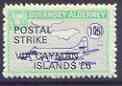 Guernsey - Alderney 1971 POSTAL STRIKE overprinted on Heron 1s6d (from 1967 Aircraft def set) additionaly overprinted VIA CAYMAN ISLANDS Â£6 unmounted mint, stamps on aviation, stamps on strike, stamps on heron