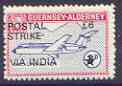 Guernsey - Alderney 1971 POSTAL STRIKE overprinted on BAC One-Eleven 3d (from 1967 Aircraft def set) additionaly overprinted 'VIA INDIA Â£6' unmounted mint, stamps on , stamps on  stamps on aviation, stamps on  stamps on strike, stamps on  stamps on bac