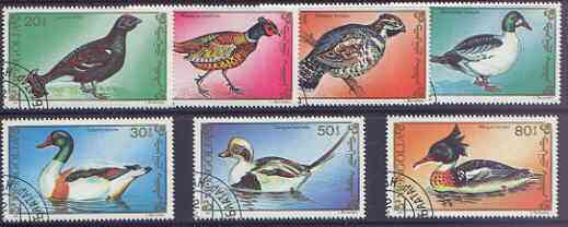 Mongolia 1991 Birds perf set of 7 fine used, SG 2201-07*, stamps on , stamps on  stamps on birds, stamps on  stamps on ducks, stamps on  stamps on grouse, stamps on  stamps on pheasants, stamps on  stamps on game, stamps on  stamps on 