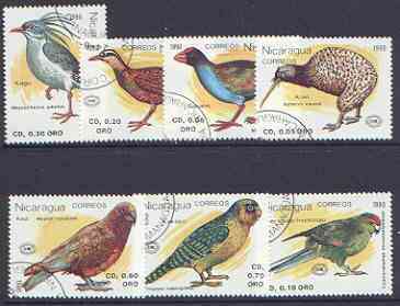 Nicaragua 1990 New Zealand 1990 Stamp Exhibition (Birds) complete perf set of 7 fine used, SG 3071-77*, stamps on , stamps on  stamps on birds, stamps on  stamps on stamp exhibitions, stamps on  stamps on parrots