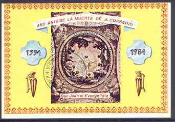 Nicaragua 1984 450th death Anniversary of Correggio (artist) perf m/sheet fine used, SG MS 2598, stamps on , stamps on  stamps on arts, stamps on  stamps on correggio, stamps on  stamps on religion