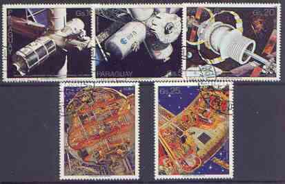 Paraguay 1988 Space perf set of 5 fine used , stamps on , stamps on  stamps on space