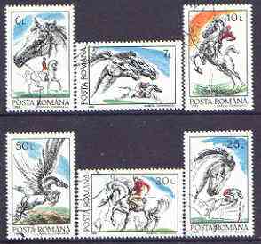 Rumania 1992 Horses perf set of 6 fine cto used, Mi  4784-89, SG 5432-37*, stamps on animals, stamps on horses, stamps on ancient greece 