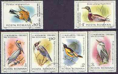 Rumania 1985 John Audubon Birds set of 6 fine cto used, SG 4936-41, Mi 4149-54*, stamps on , stamps on  stamps on audubon, stamps on  stamps on birds, stamps on  stamps on robin, stamps on  stamps on pelican, stamps on  stamps on heron, stamps on  stamps on oriole, stamps on  stamps on grebe, stamps on  stamps on mallard