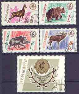 Rumania 1965 Hunting Trophies set of 5 fine cto used, SG 3332-36, Mi 2460-64*, stamps on , stamps on  stamps on animals, stamps on  stamps on hunting, stamps on  stamps on bears, stamps on  stamps on deer, stamps on  stamps on boars, stamps on  stamps on swine