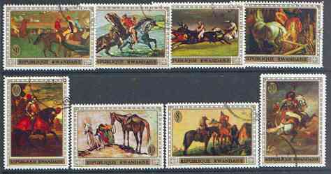 Rwanda 1970 Paintings of Horses perf set of 8 fine cto used, SG 336-43*