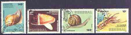 Senegal 1988 Molluscs perf set of 4 fine cto used, SG 942-45*, stamps on marine life, stamps on shells