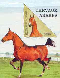 Benin 1997 Horses perf m/sheet (Triangular) unmounted mint, SG MS 1630, stamps on horses, stamps on triangulars