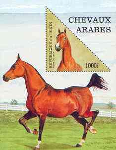 Benin 1997 Horses perf m/sheet (Triangular) unmounted mint, SG MS 1630, stamps on , stamps on  stamps on horses, stamps on  stamps on triangulars