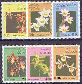 Laos 1997 Orchids complete set of 6 values unmounted mint, SG 1563-68, stamps on flowers, stamps on orchids