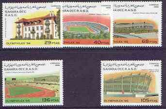 Sahara Republic 1996 Olymphilex 96 Stamp Exhibition (Stadia) complete set of 5 unmounted mint, stamps on olympics, stamps on stamp exhibitions, stamps on stadia