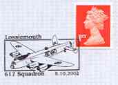 Postmark - Great Britain 2002 cover for 617 Squadron with special Lossiemouth cancel illustrated with a Lancaster Bomber, stamps on , stamps on  stamps on aviation, stamps on  stamps on lancaster, stamps on  stamps on  ww2 , stamps on  stamps on 