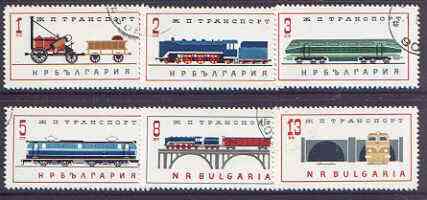 Bulgaria 1964 Railway Transport perf set of 6 cto used, SG 1449-54*, stamps on , stamps on  stamps on railways