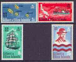 Gilbert & Ellice Islands 1970 Centenary of Landing by London Missionary Society perf set of 4 unmounted mint, SG 166-69, stamps on , stamps on  stamps on maps, stamps on  stamps on ships, stamps on  stamps on religion, stamps on  stamps on missionaries, stamps on  stamps on maps