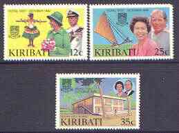 Kiribati 1982 Royal Visit perf set of 3 unmounted mint, SG 193-95, stamps on , stamps on  stamps on royalty, stamps on  stamps on visits, stamps on  stamps on dancing, stamps on  stamps on ships