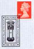 Postmark - Great Britain 2002 cover for 'From Pillar to Post' with special Salford cancel illustrated with a Victorian Pillar Box, stamps on postal, stamps on postbox