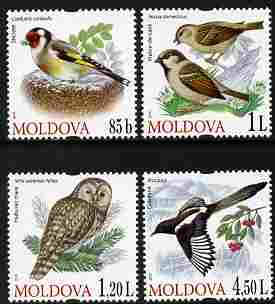 Moldova 2010 Birds perf set of 4 values unmounted mint, stamps on birds, stamps on birds of prey, stamps on owls